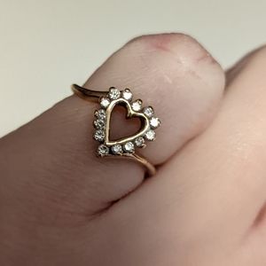 Diamond heart ring 14k gold